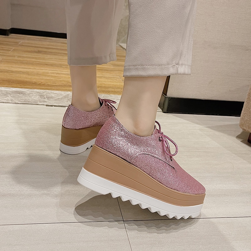 2022 platform women sneakers shoes Wild Breathable Walking flats Trainer Single Loafers for women Comfort Vacation shoes pink