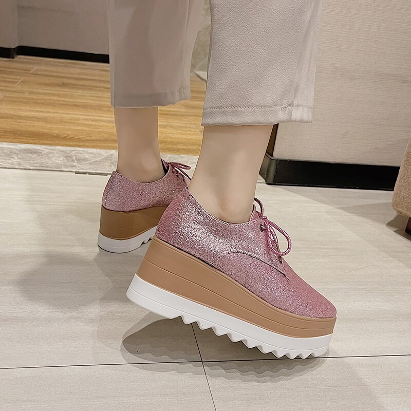 2022 platform women sneakers shoes Wild Breathable Walking flats Trainer Single Loafers for women Comfort Vacation shoes pink