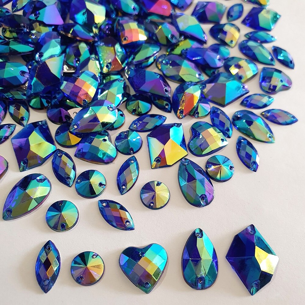 210pcs Nice Mix Shape Royal Blue Sewing Accessories Rhinestones Crystals Stones For Diy Designers Dance Carnival Costumes Dress