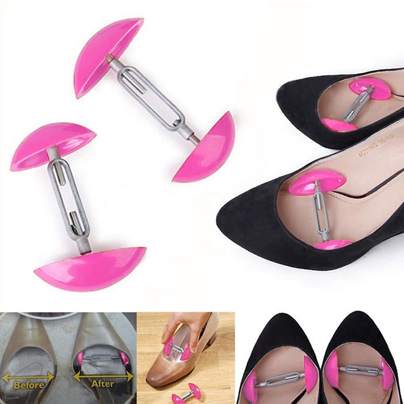 2Pcs Shoe Shapers Mini Shoe Trees Plastic Shoes Expander Women Adjustable Mini Shoes Keepers Support Care Stretcher