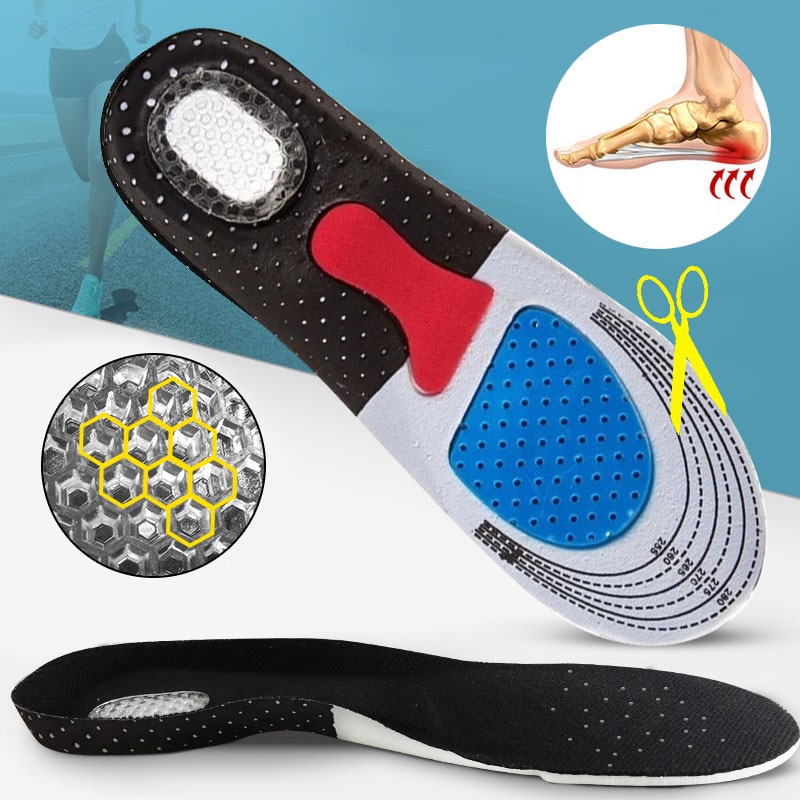 2pcs Silicone Sport Insoles Orthotic Arch Support Sport Shoe Pad Running Gel Insoles Insert Cushion for Walking,Running Hiking