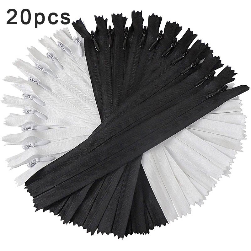 3# Black White Mini Invisible Zippers Nylon Coil For Tailor Sewing Crafts Nylon Zippers Dress Sofa Cover Zippers 10cm 15cm 20cm
