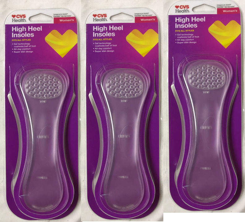 3 PAIRS Gel Insoles for High Heel Shoes Woman Size 6-10 Compare to Dr Scholls