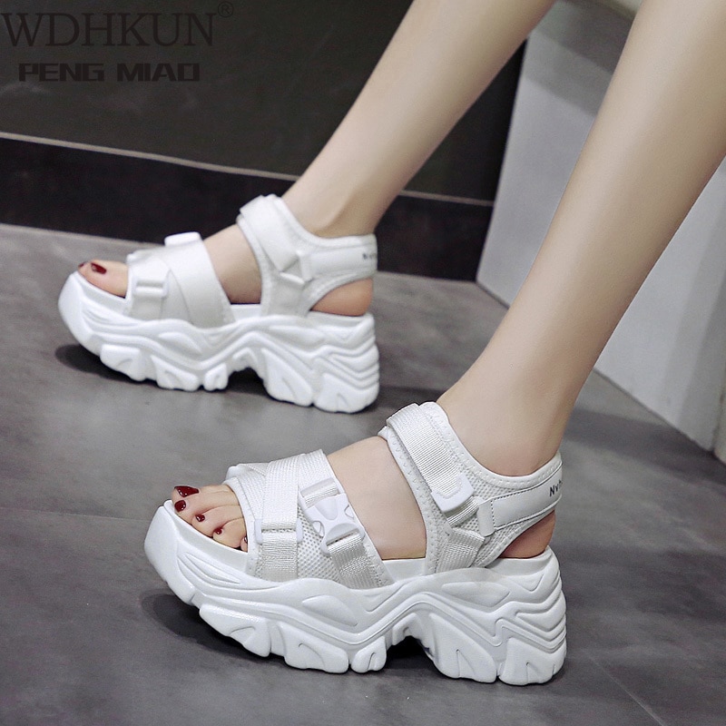 34-41 Big Size for Women 9cm/3.5 inch Height Wedge Sandals Thick Bottom Female Fashion High Heels Chunky Platform Crystal Shoes