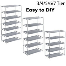 3/4/5/6/7 Tier Metal Shoe Rack Organizer Shelf Stand Wall Bench Closet Storage