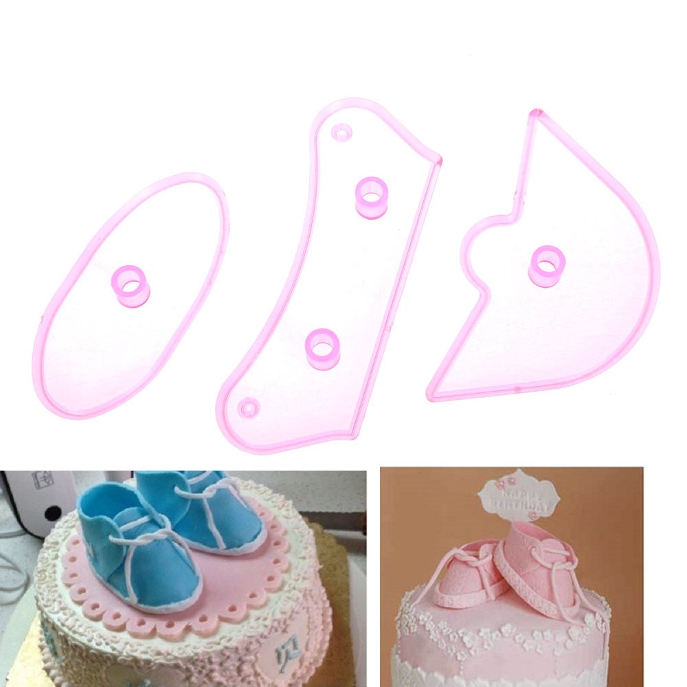 3Pcs/set Baby Birthday Sneaker Shoe cake Mold Fondant Cake Decorating Tools Embosser Cookie Cutter Sugarcraft Mould