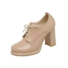 4 Colors Women Round Toe Lace Ups Oxfords Ladies Office OL Pumps Shoes 34/43 D