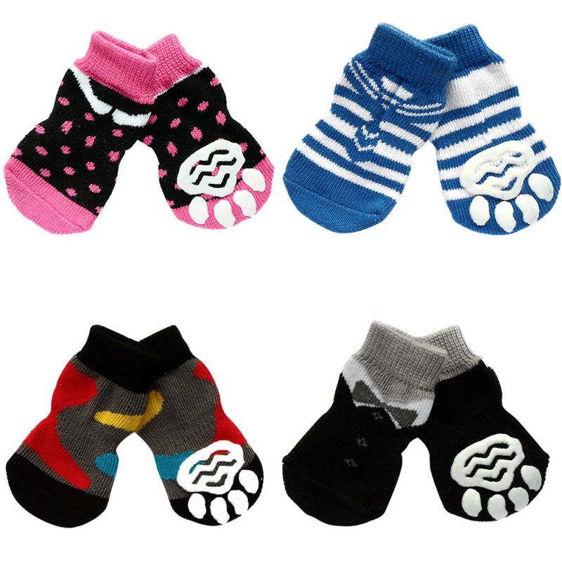 4 PCS/set Small Pet Dog Doggy Shoes Lovely Soft Warm Knitted Socks Clothes Apparels For S-XL New