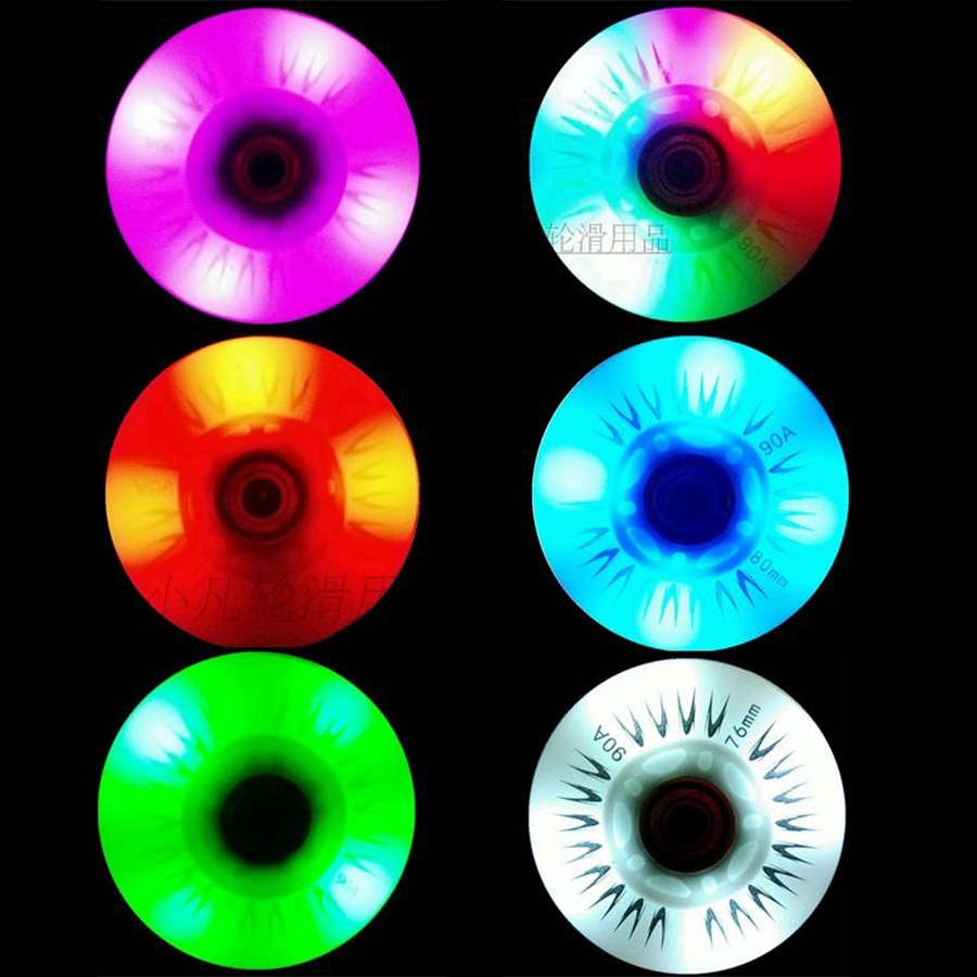 4PCS Flash Inline Skate Wheels 90A LED Lighting Skating Wheels 60 62 64 68 70 72 76 80mm Slalom Sliding Tires For SEBA Patines