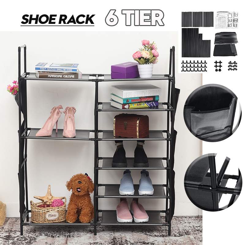 6 Layer 8 Grid Simple Shoe Cabinet DIY Assembled Space-Saving Shoe Organizer Shelf Home Dorm Storage Closet Dustproof Shoes Rack