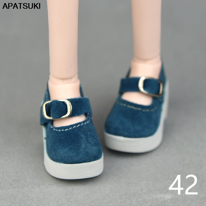 6*2.5cm Lake Blue Leather High Quality Shoes For 1/4 BJD Doll Casual Shoes For 1:4 XinYi Doll High-heel Shoes Dolls Accessories