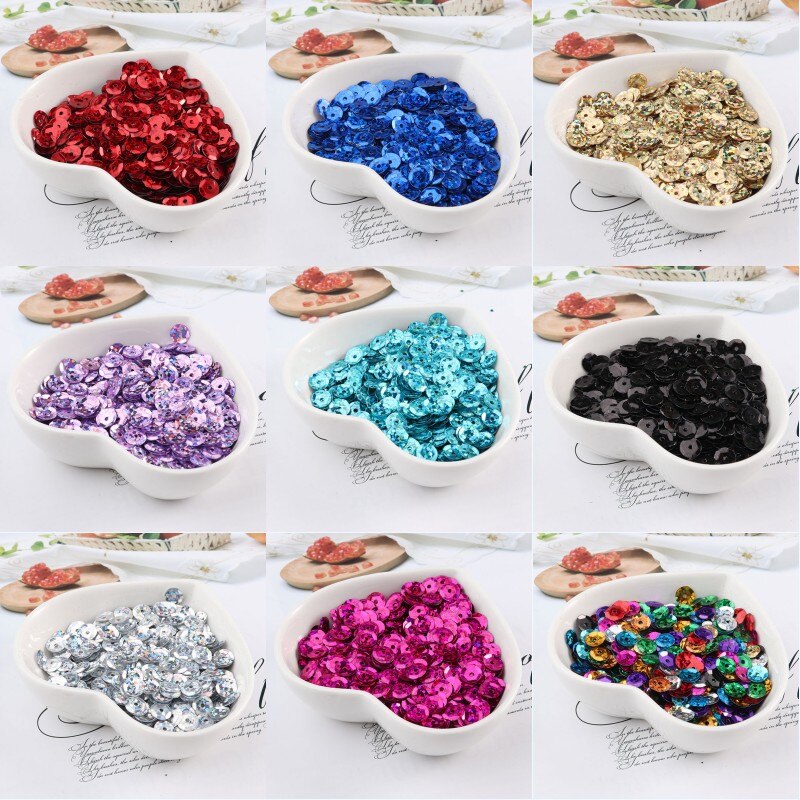 6.5mm 500g Cup Sequins Laser Round Concave Convex Paillettes Nail Decoration Wedding Dress Accessories DIY Sewing Material