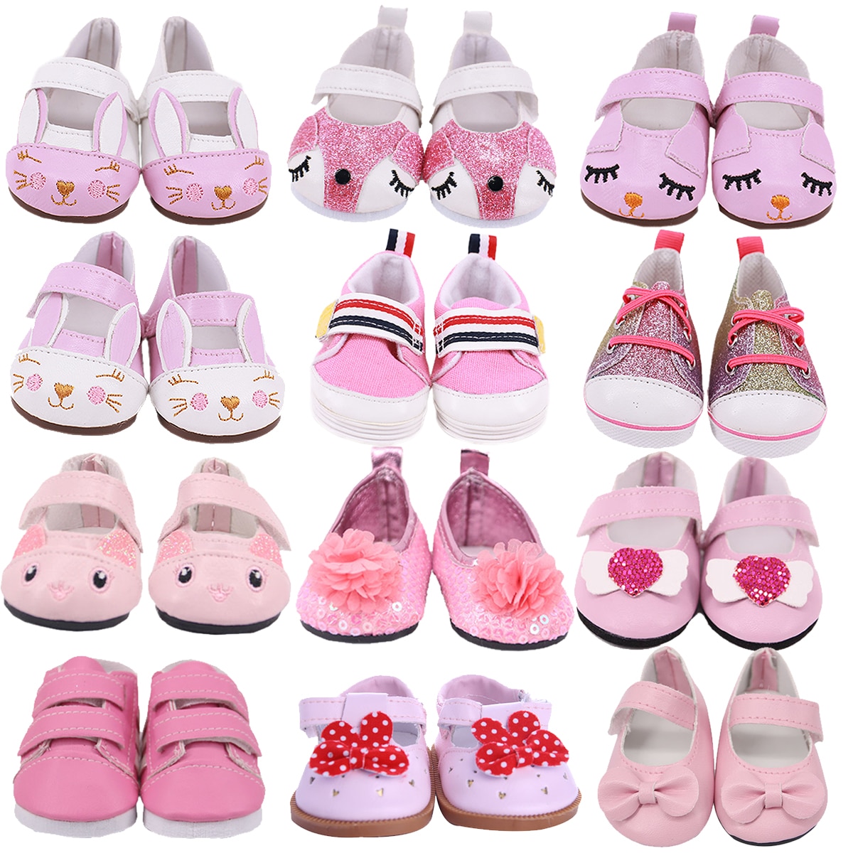 7cm Pink series Cute Cat Doll Shoes For 18Inch American Doll 43CM Born Baby Doll,Toys For Girls,Our Generation Doll Accessories