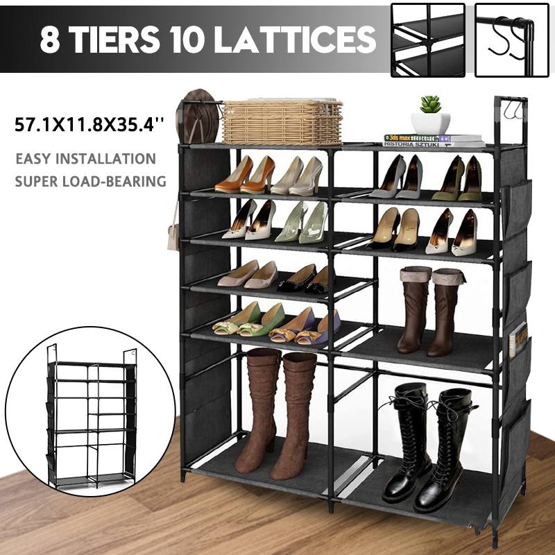 8 Layer Simple Shoe Cabinet DIY Assembled Space-saving Shoe Organizer Shelf Home Dorm Storage Closet Dustproof Shoes Rack Stand