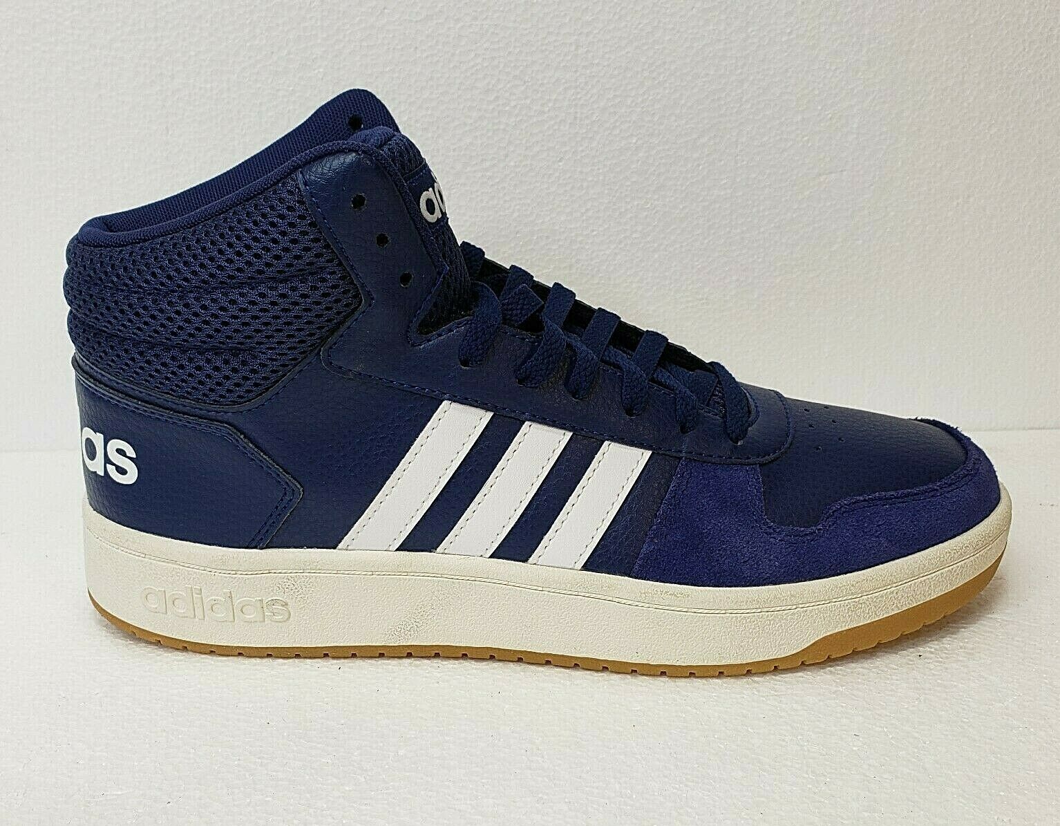 Adidas Blue White Hoops 2.0 Size 8.5 Mid High Top Athletic Shoes Sneakers