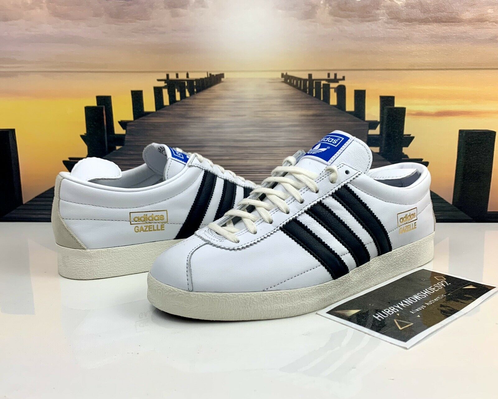 Adidas Gazelle Vintage Shoes Cloud White Black Gold FU9659 Men’s Size 10