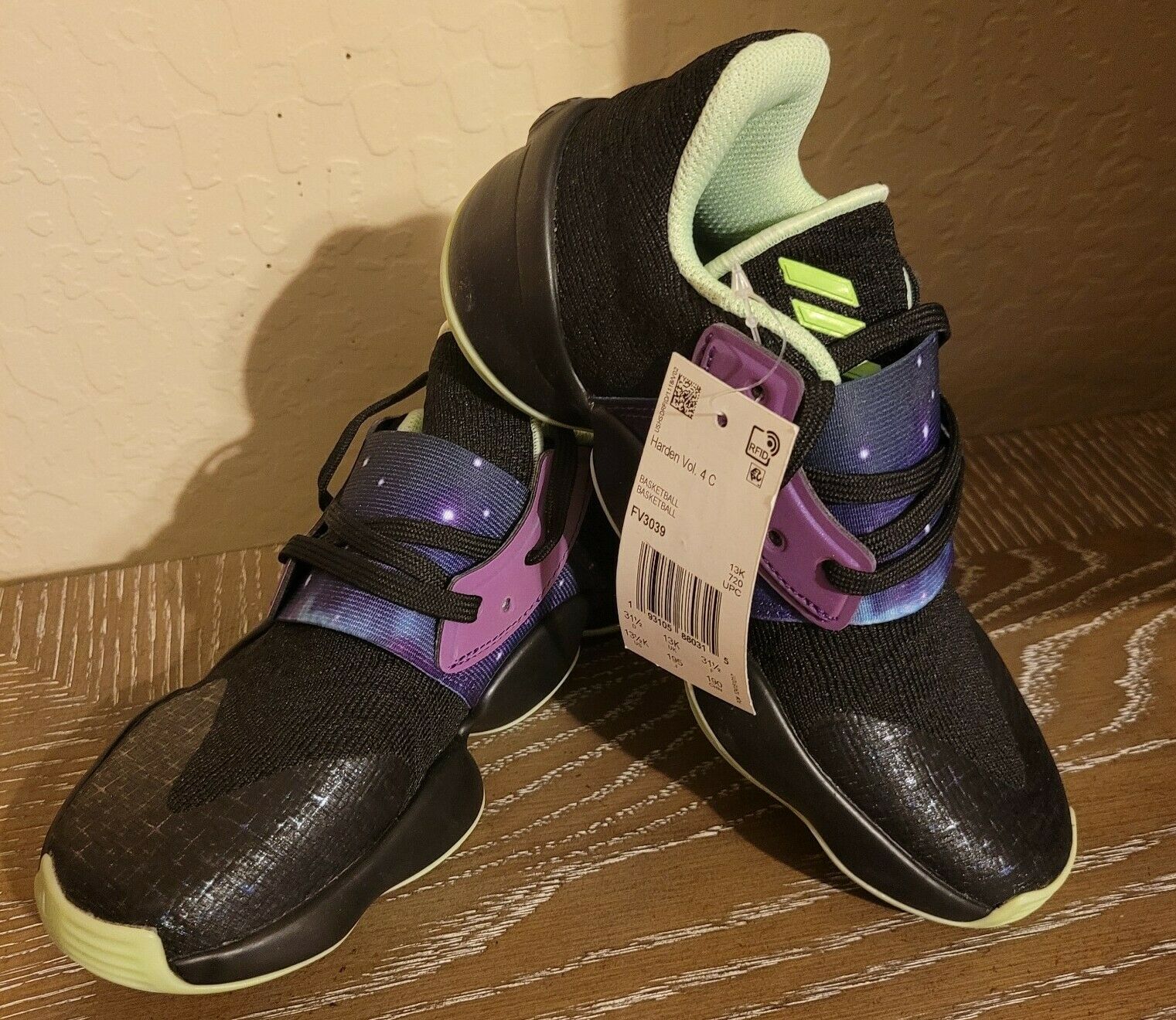 Adidas Harden Vol. 4 Basketball Shoe PS Black Glory Purple FV3039 Kids Size 3.5Y