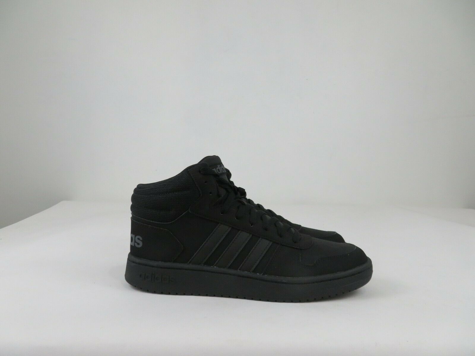 Adidas Hoops 2.0 Mid Shoes Mens 10.5 Black Leather Athletic Basketball Lace Up