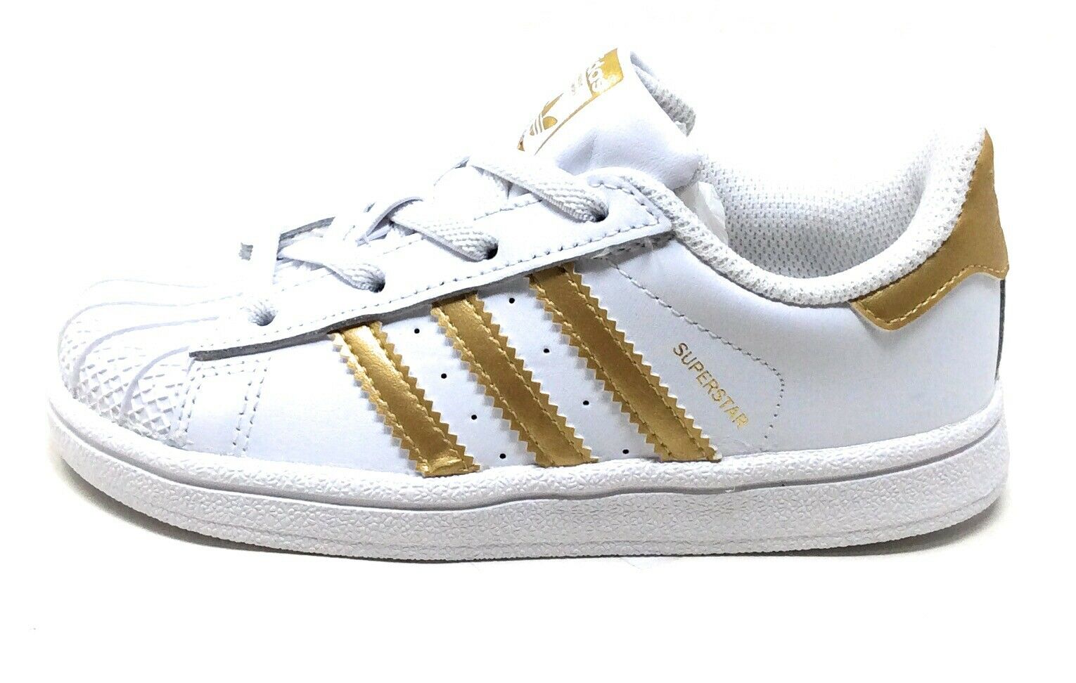 Adidas Little Boys Superstar I Classic Sneaker Shoes White Gold Size 8K