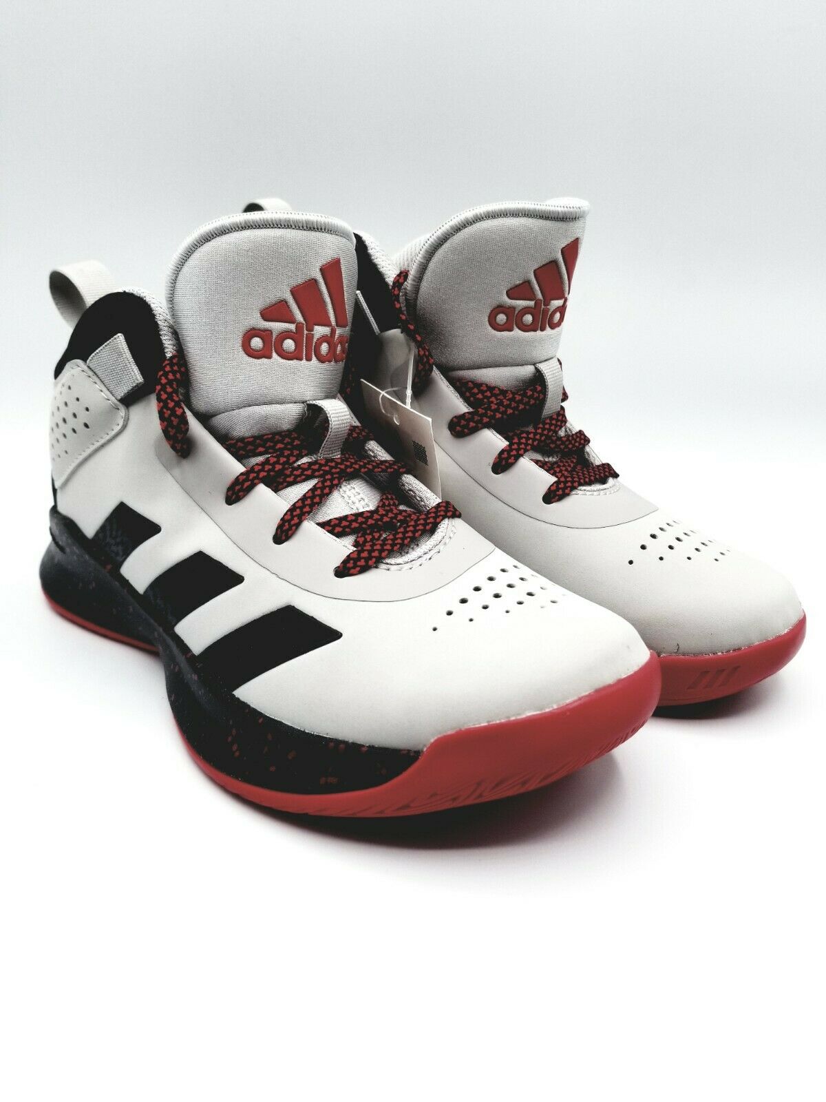 adidas Little Kids Cross Em Up 5 Basketball Shoes Wide Grey/Black/Scarlet FW8980