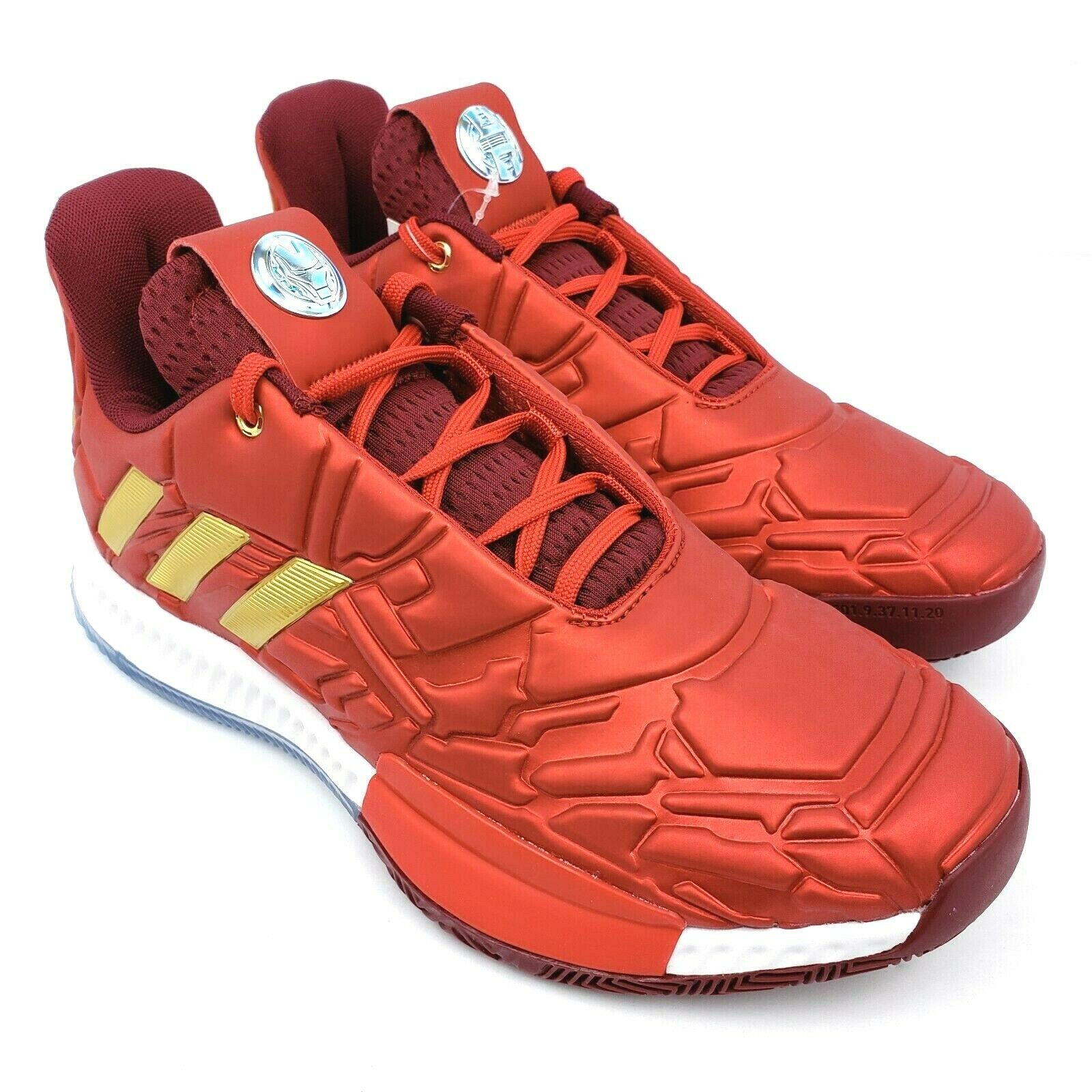 Adidas Marvel Harden Vol 3 J Boys Size 6Y Red Gold Iron Man Shoes EG2626