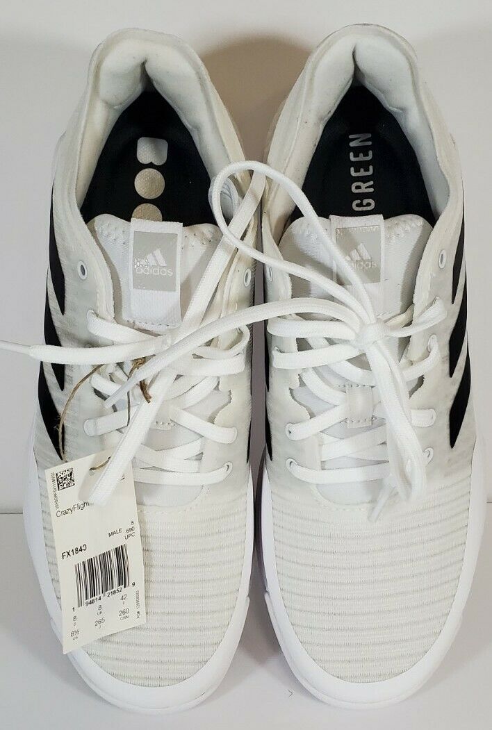 Adidas Men's Crazy Flight M Volleyball Shoes Size 8.5 White / Black FX1840