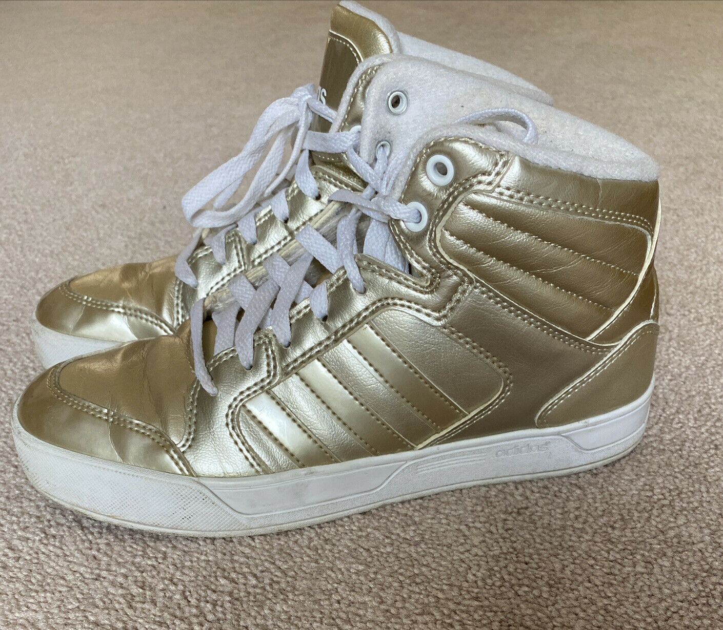 ADIDAS Neo Label Women's Sz 7 Gold High Top Sneakers Shoes