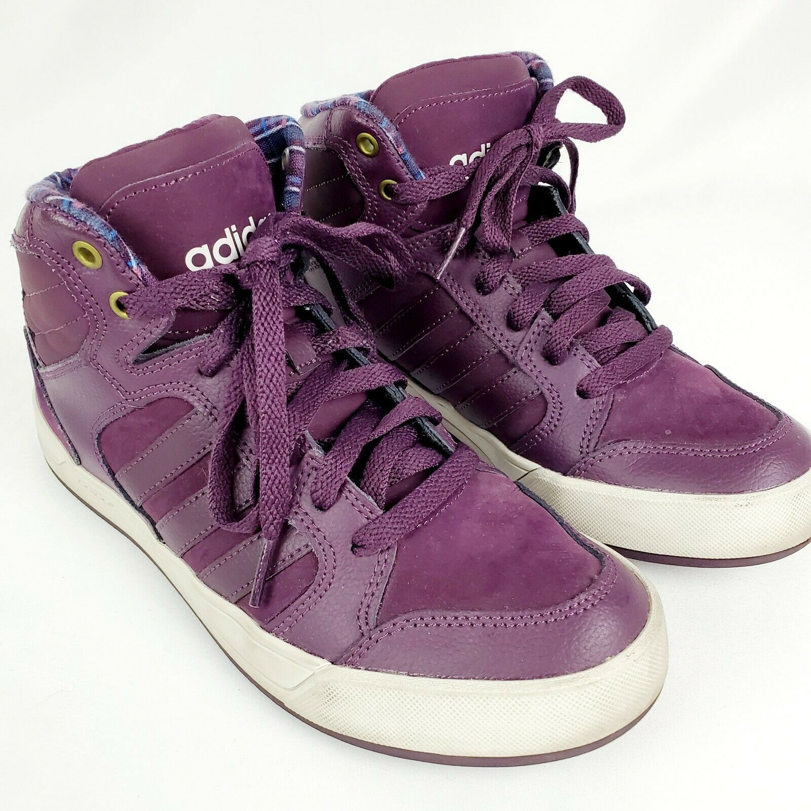 Adidas Neo Purple High Top Sneakers Shoes Women’s Size 8 Flannel Lining