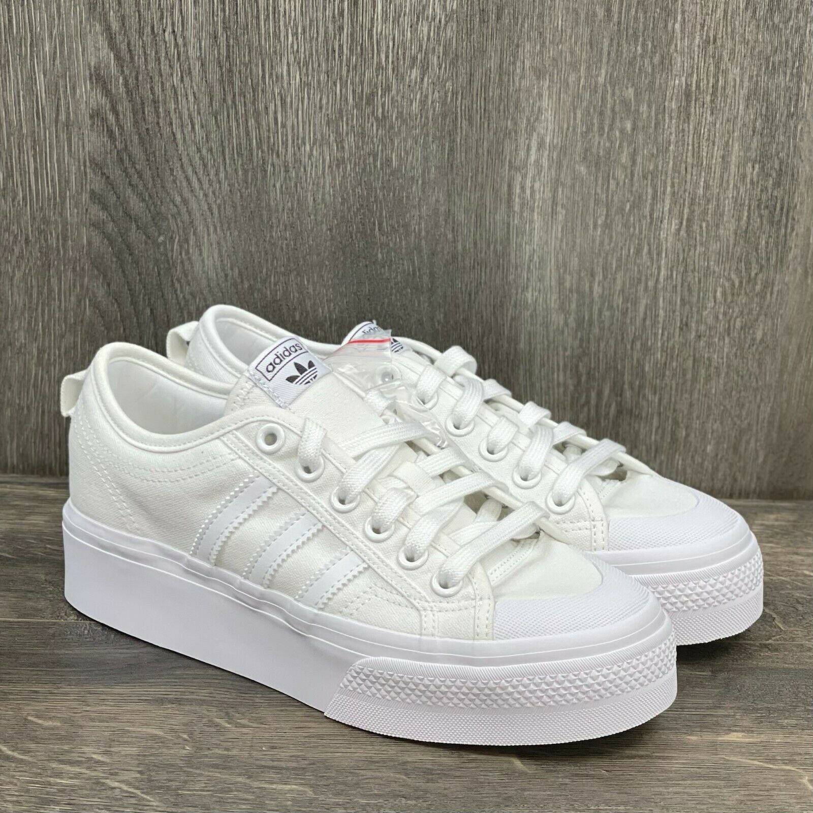 Adidas Nizza Platform Shoes Women's Size 7 Triple White FV5322 All White