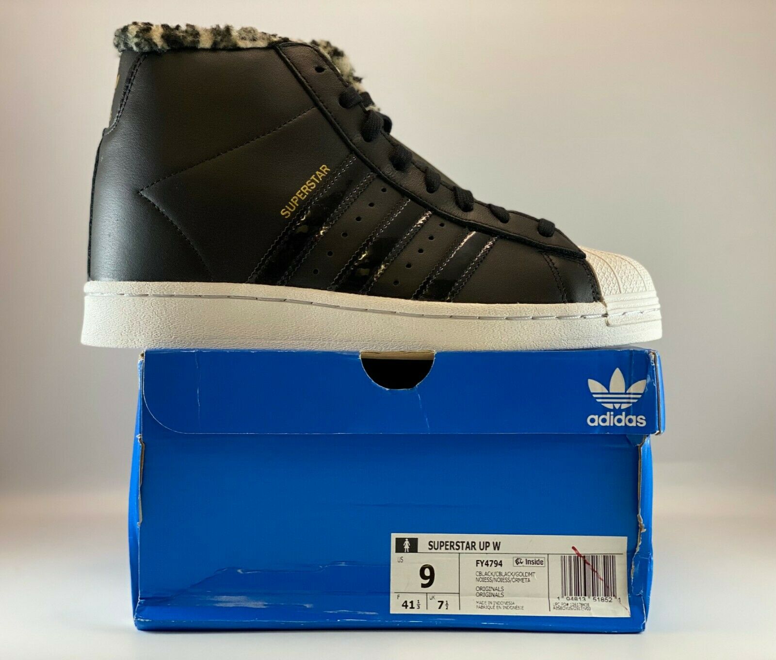 Adidas Originals Superstar Up Womens Wedged Shoes Size 9 Core Black Gold FY4794