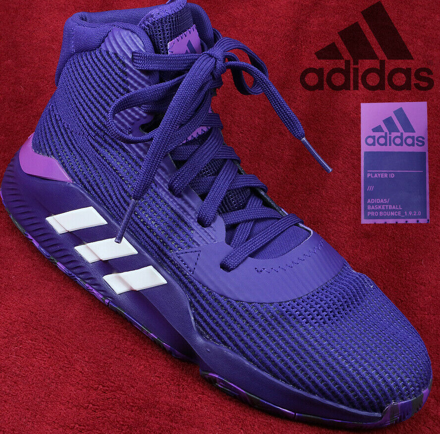 Adidas Pro Bounce 2019 Mens Purple High Top Basketball Sneaker Shoes Size 9