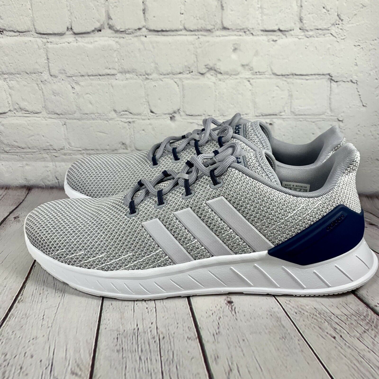 Adidas Questar Flow NXT low top walking running shoes Gray Navy White FY9565.