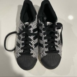Adidas Shoes | Adidas Leather Black And White Sneakers | Color: Black/White | Size: 8