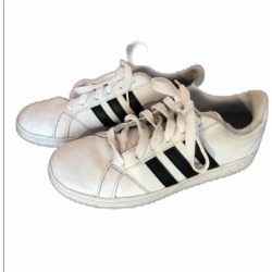 Adidas Shoes | Adidas Neo Leather Three Stripe Shoes Youth Size 4 | Color: White | Size: 4b