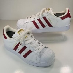Adidas Shoes | Adidas Shoes Superstar Sneaker White & Burgundy | Color: Red/White | Size: 6