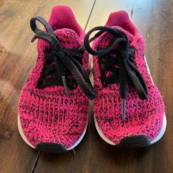 Adidas Shoes | Adidas Sneakers For Girls. Pink Knit Size 6 | Color: Black/Pink | Size: 6bb