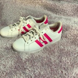 Adidas Shoes | Girls Size 3 12 Pink Adidas Sneakers | Color: Pink/White | Size: 3.5g