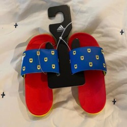 Adidas Shoes | Kids Adidas X Lego Adilette Comfort Slides | Color: Blue/Red | Size: 12b