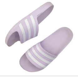 Adidas Shoes | Purple Adidas Classic Stripe Sandals Slides | Color: Purple/White | Size: 9