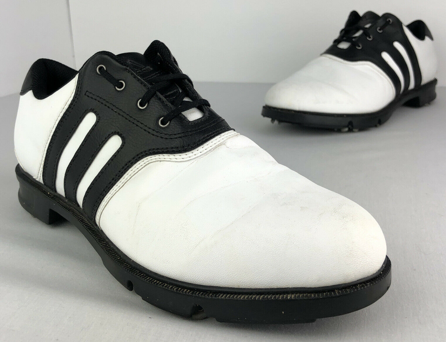 Adidas SL Z Traxion Golf Shoes Men’s Size 8.5 Lace Up Spiked Leather White