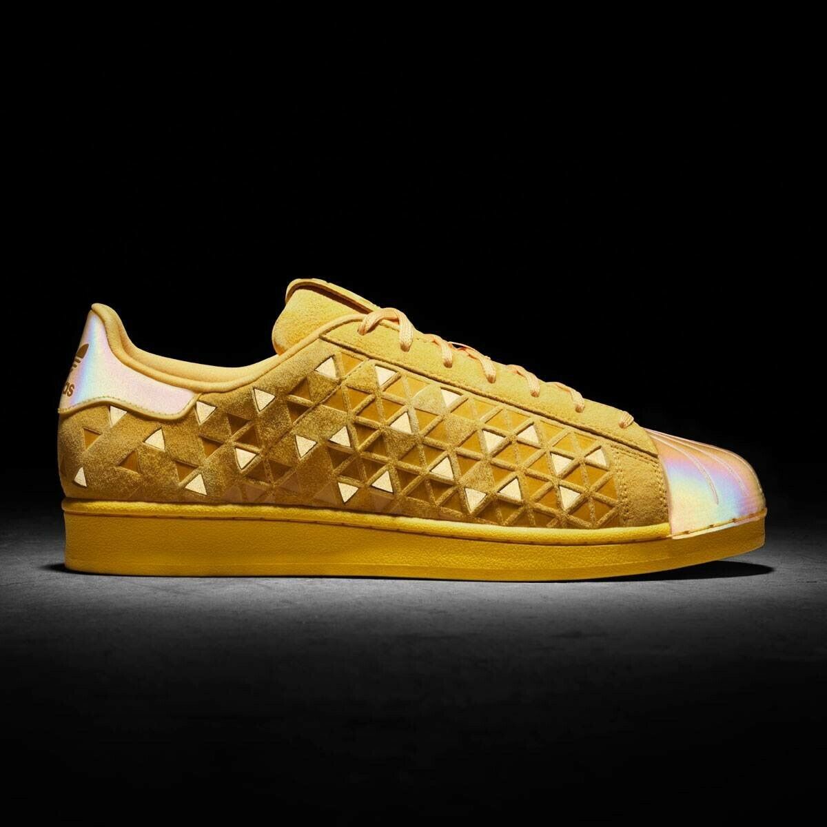 Adidas Superstar Juniors Xeno Gold Reflective Yellow Shoes Size 5Y