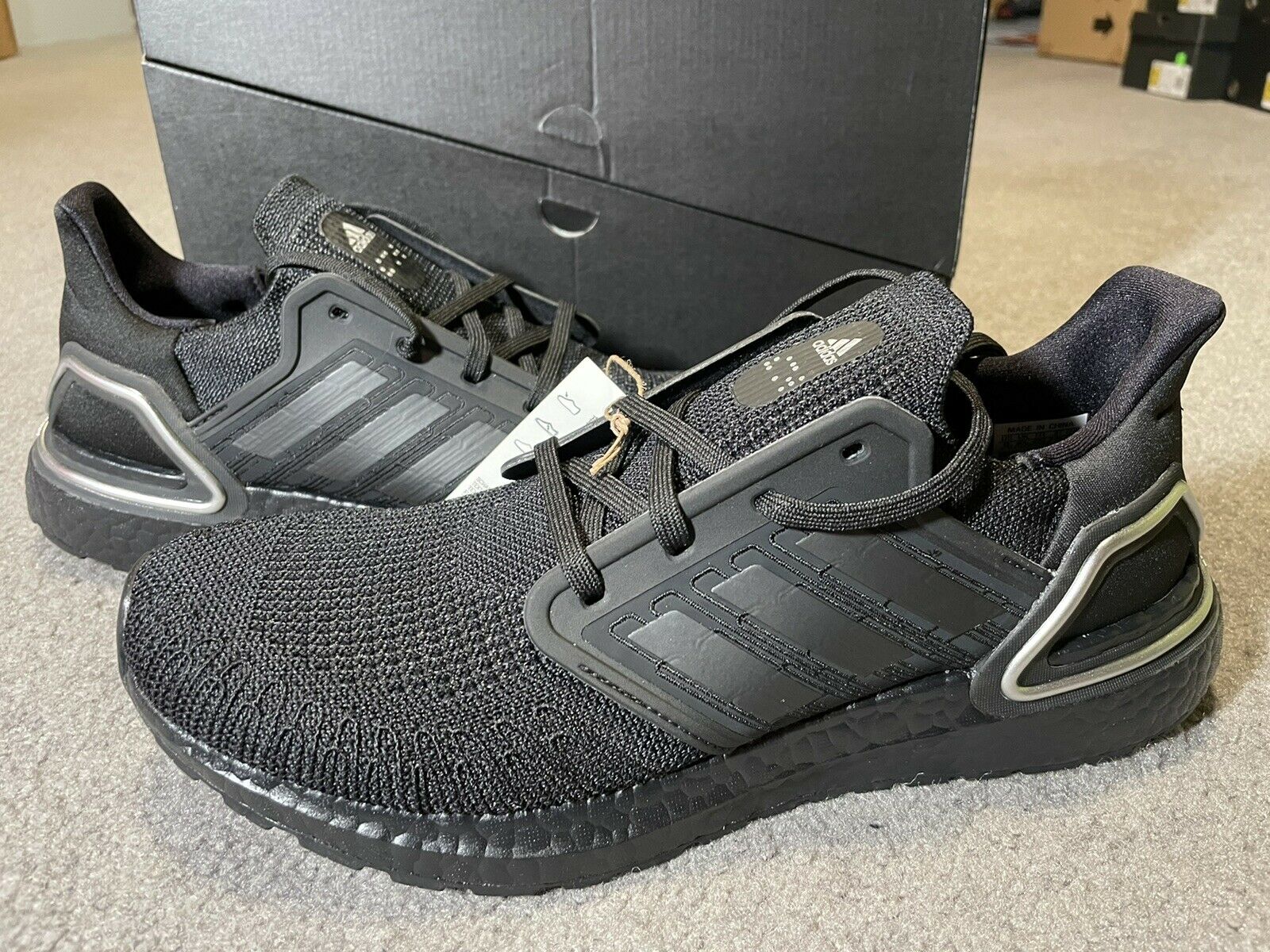 adidas UltraBOOST 20 Black Silver Metallic Men Running Shoes Sneakers FV8333 9