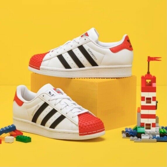 Adidas X LEGO Superstar J (Youth Size 6 Y) Athletic Sneaker White School Shoe