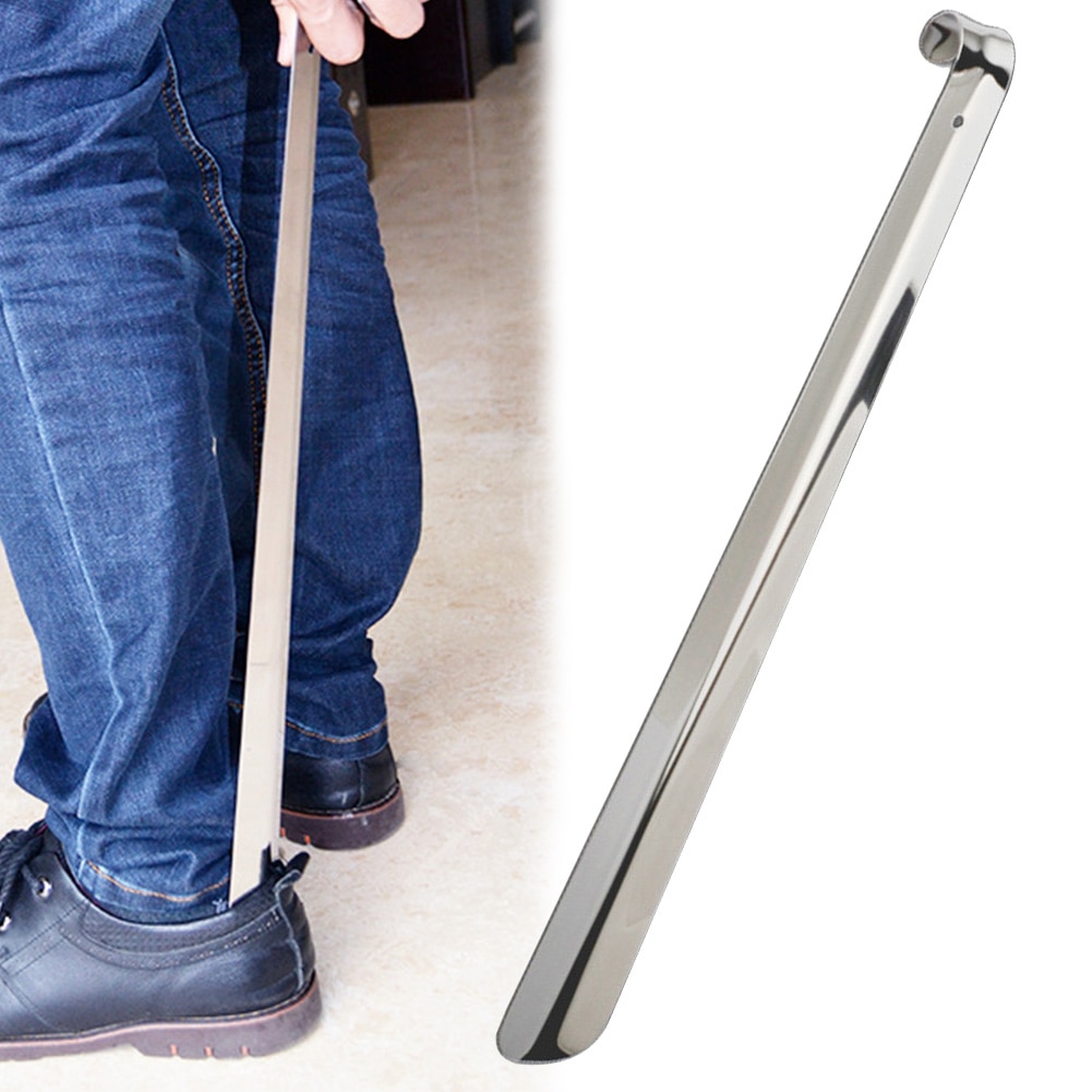 Adults Home Stainless Steel Shoe Horn Long Handle Shoes Lifter Pull Shoehorn Slip Handle Portable Shoes Remover Durable