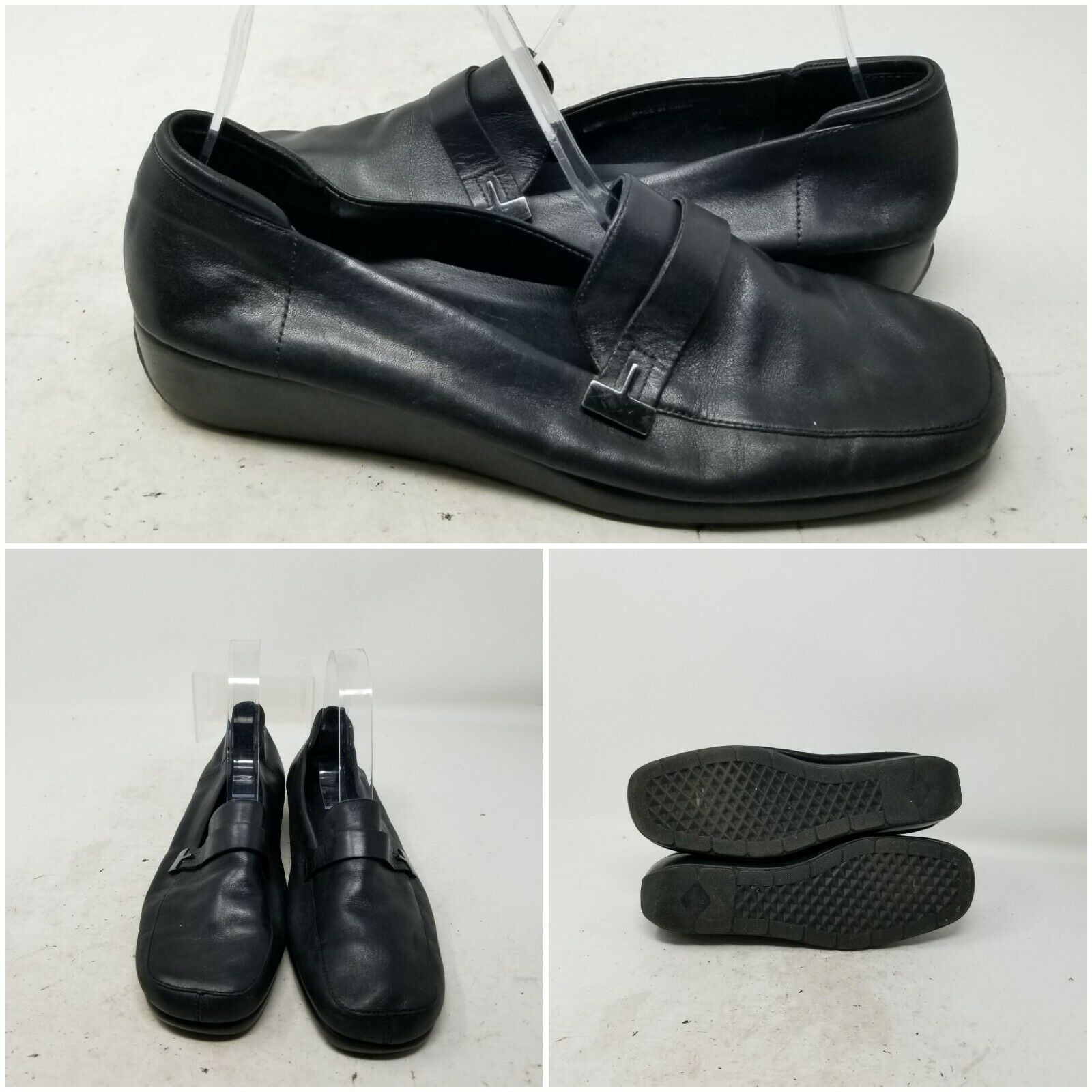 Aerosoles Black Leather Casual Walking Flat Loafers Shoes Women's Size 9