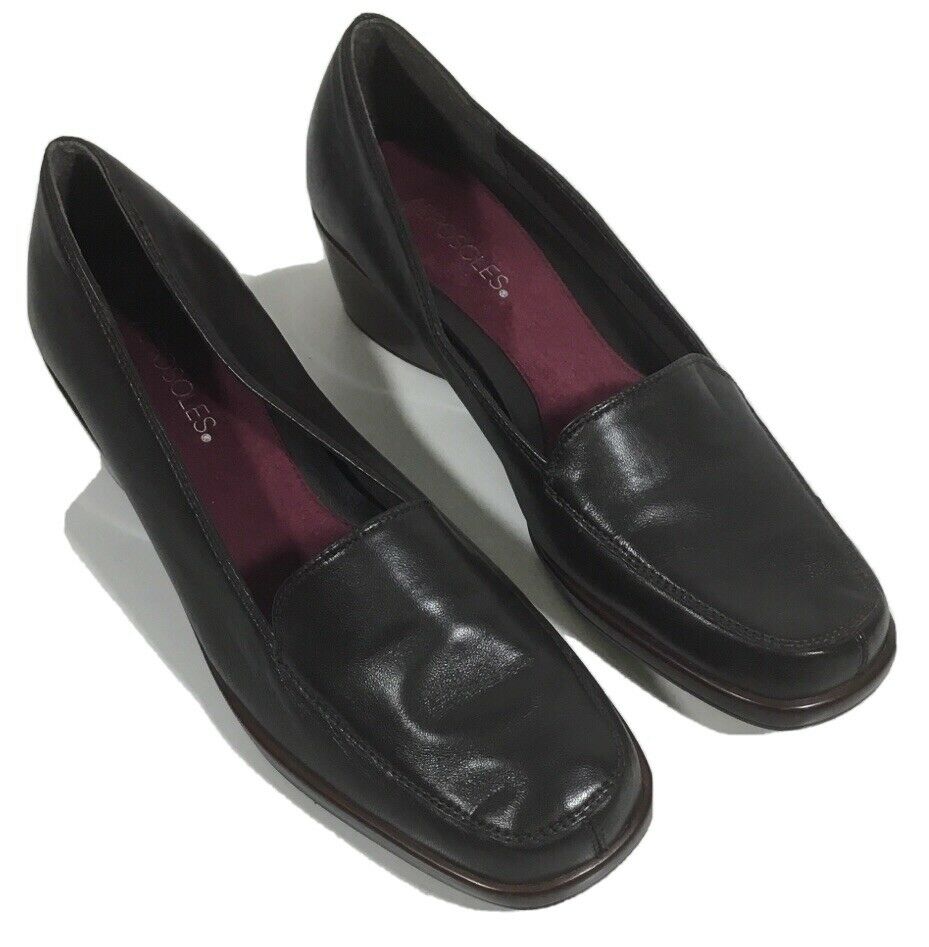 AEROSOLES Final Exam Women's Dark Brown Leather Loafers Wedge Shoes Size 9 M