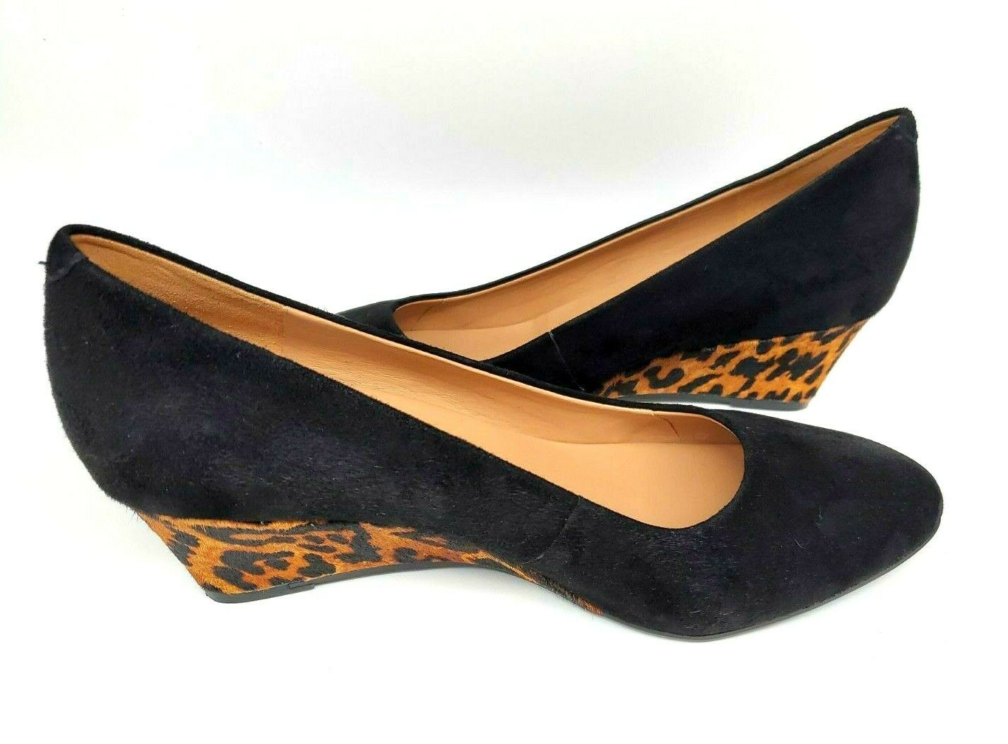 Aerosoles Heel Rest Wedge Leopard Heel Suede Women Shoe Sz 10.5