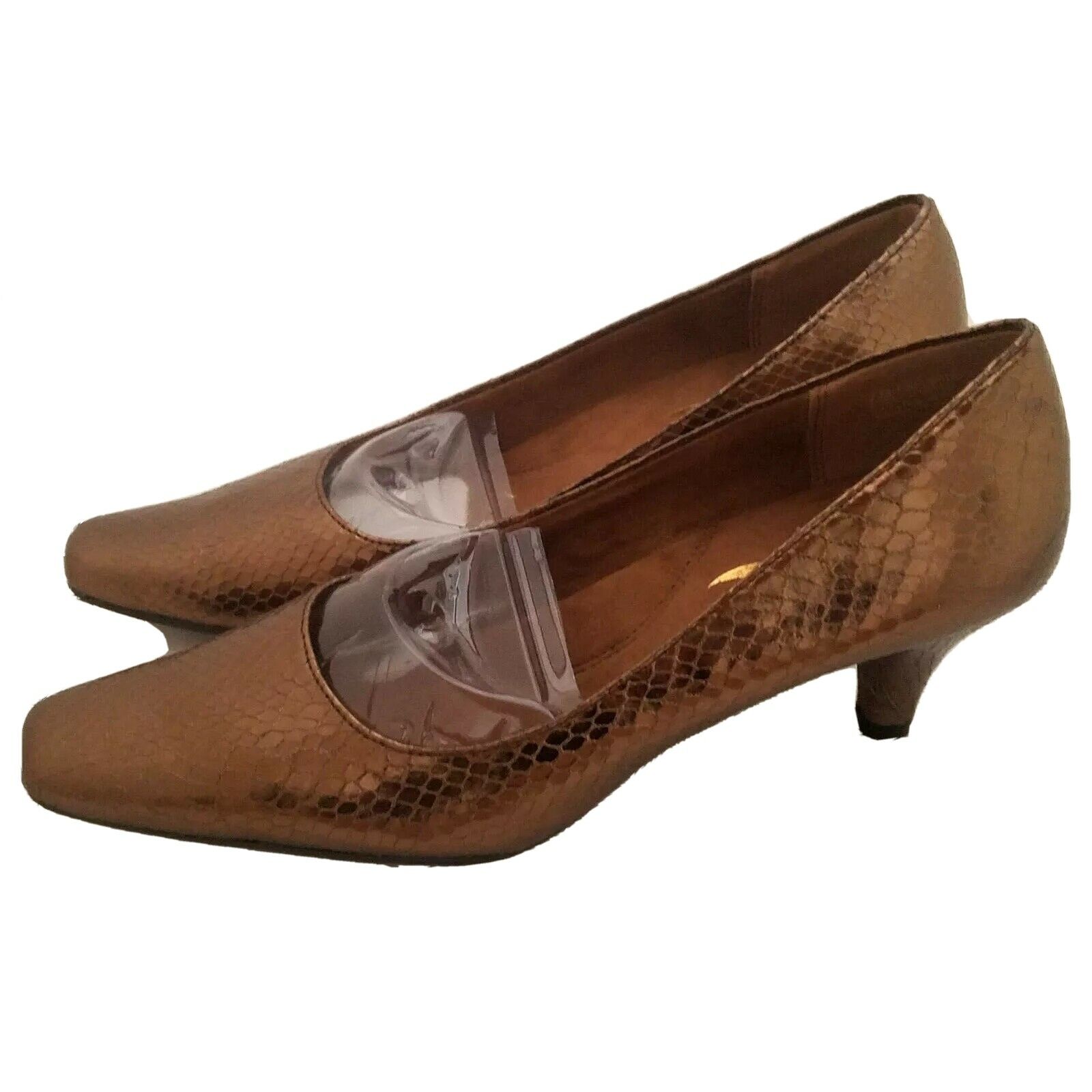 Aerosoles Heelrest Heels Cheerful Bronze Snakeskin Shoes Comfort 7M