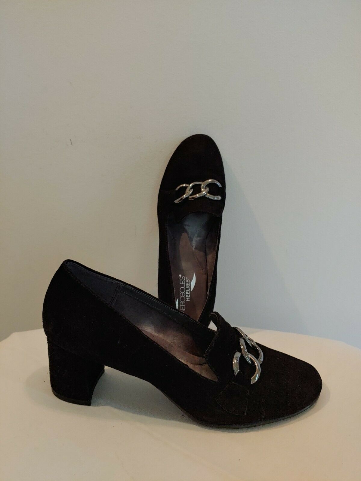 Aerosoles Heelrest Roxstar Women's Black Suede Leather Pumps Heels Shoes Sz 10 M