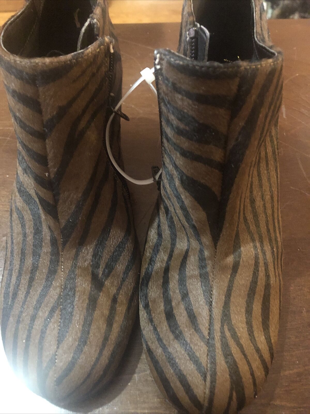Aerosoles Plum Pie Pony Hair Leopard Print Wedge Boots Women's Shoe Size 9